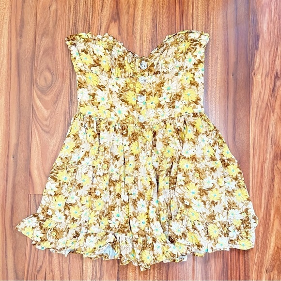 Sky To Moon Yellow Floral Strapless Dress - Picture 2 of 5
